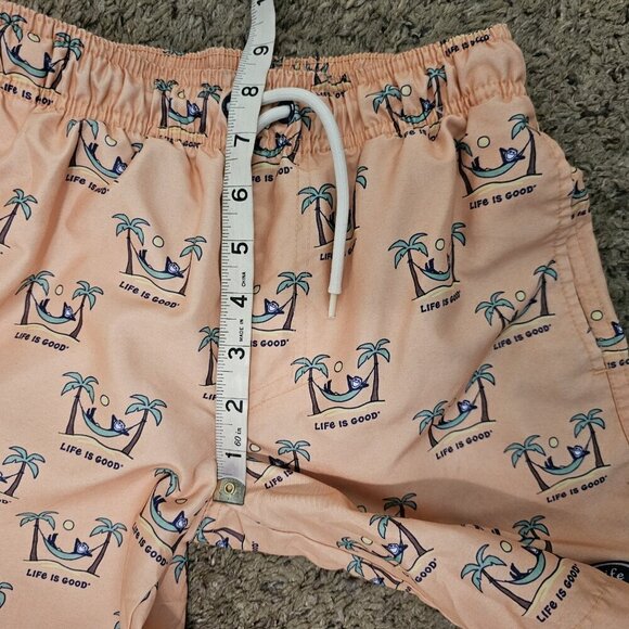 Life Is Good Hammock Jake Orange Novelty Print Mesh Lining Swim Trunks Boys 6 - Picture 12 of 12